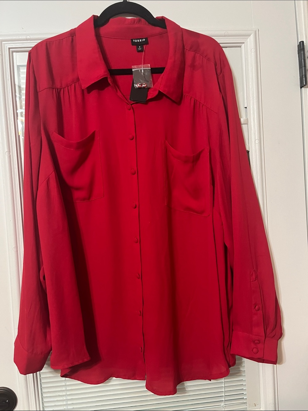 torrid Red Button-Front Blouse